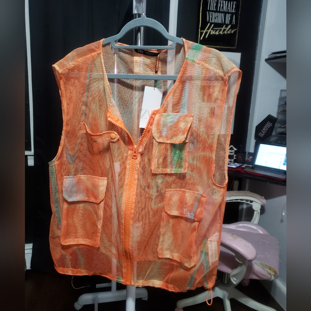 STRUCTURED MESH VEST ZARA Orange - Picture 3 of 15